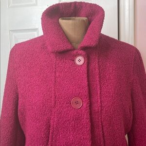 Hot Pink Cropped Blazer Jacket Boucle Magenta Size Medium